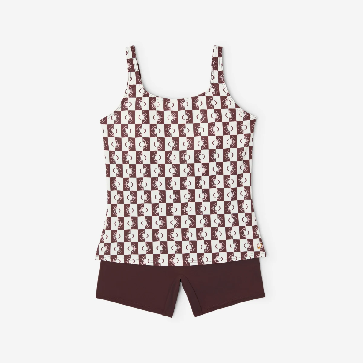 DECATHLON Dámske jednodielne plavky Heva Suna so šortkovým strihom tankini hnedé XL · záber 2