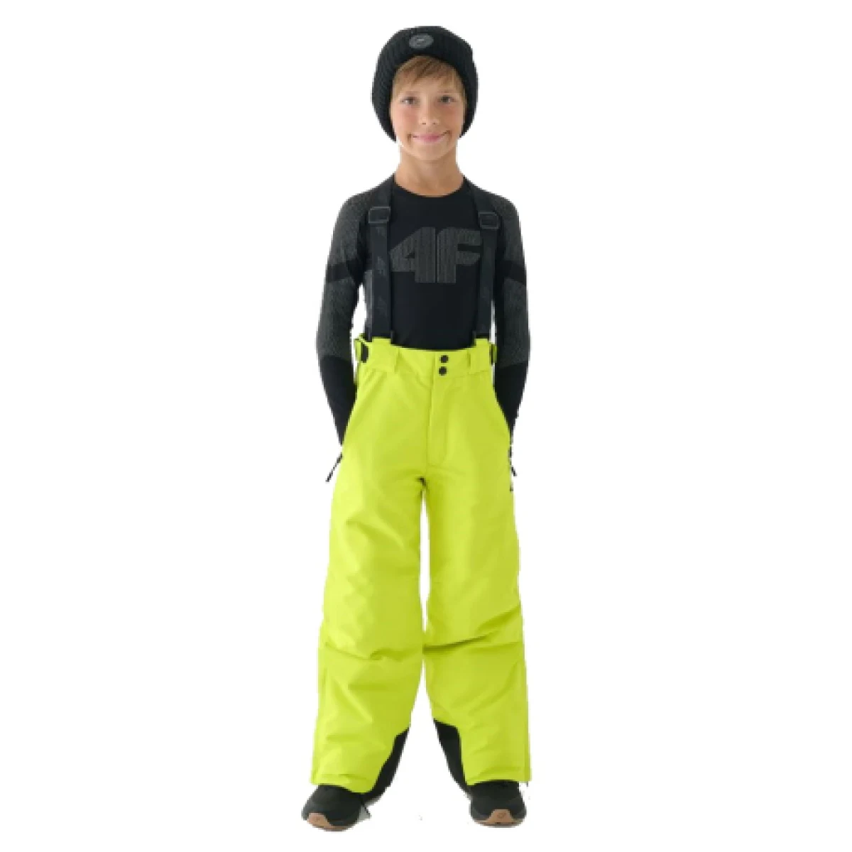 Chlapecké lyžařské kalhoty 4F JUNIOR TROUSERS FNK-JWAW24TFTRM656-45S-CANARY GREEN · záber 1