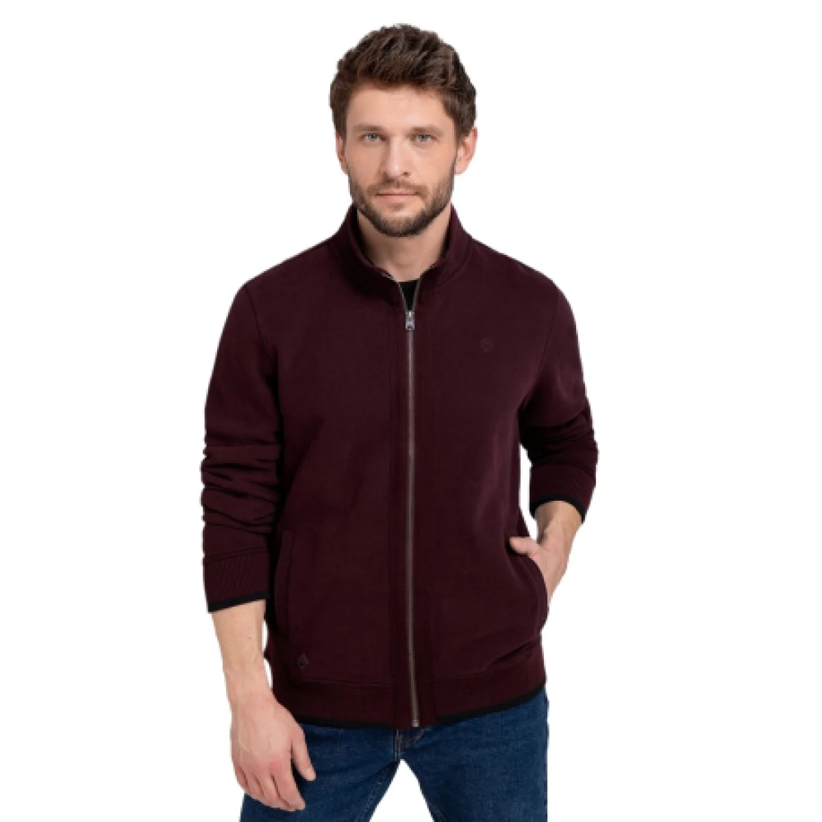 Pánska mikina so zipsom VOLCANO B-LED-403-BURGUNDY · záber 1
