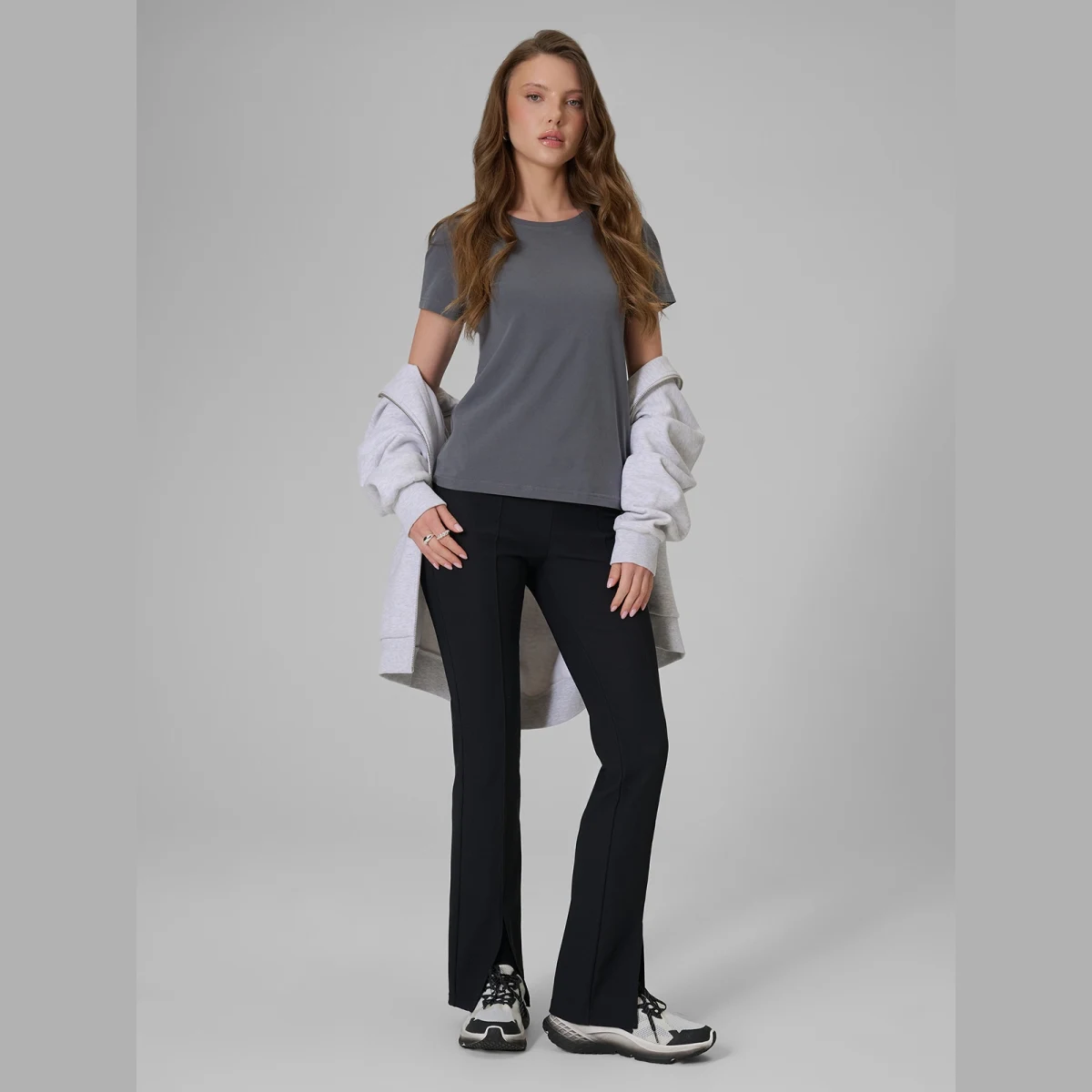 T-shirt slim hladký dámský - šedý · záber 2