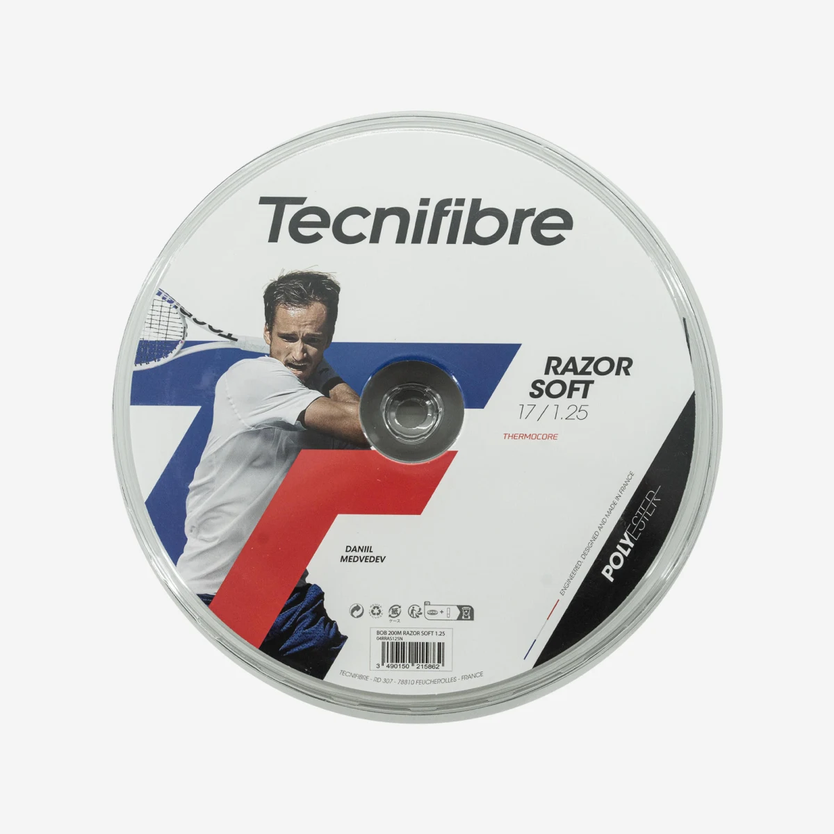 TECNIFIBRE Tenisový výplet Razor Soft 1,25 mm 200 m čierny bez · záber 1
