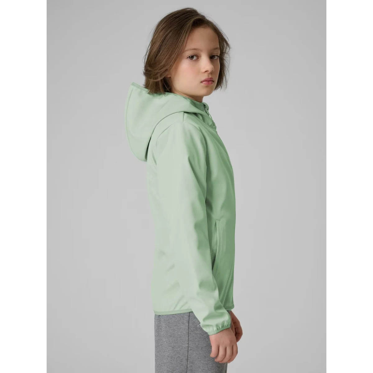 Dívčí turistická softshellová bunda s kapucí 4F JUNIOR SOFTSHELL JACKET F478-47S-MINT · záber 5