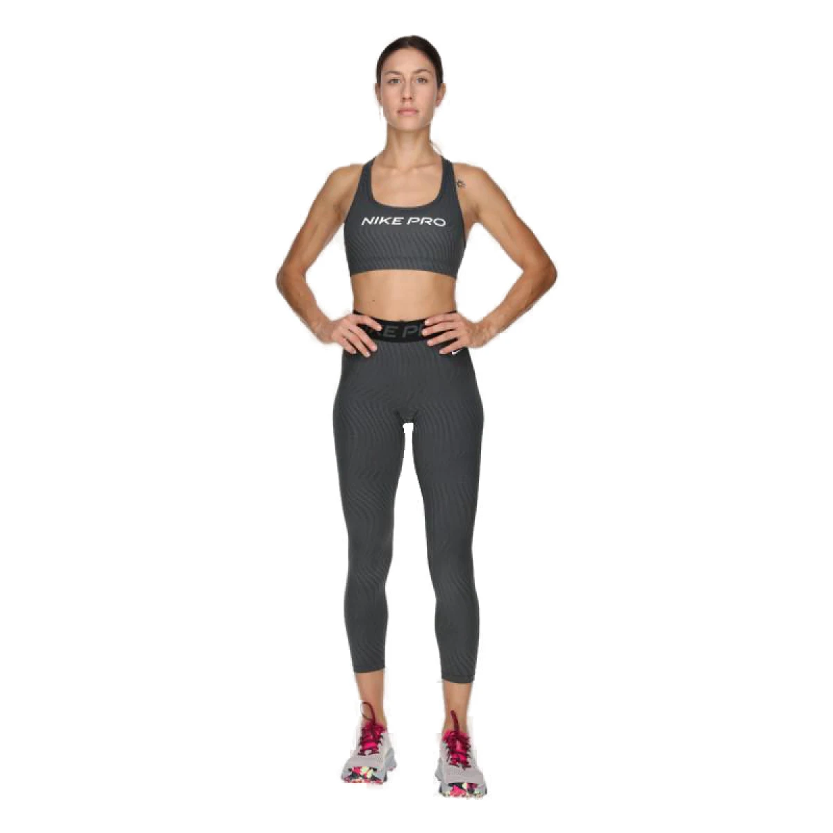 Dámská sportovní tréninková podprsenka NIKE PRO W SWSH LGT SPT AOP BRA-FN4708-060-ANTHRACITE · záber 4