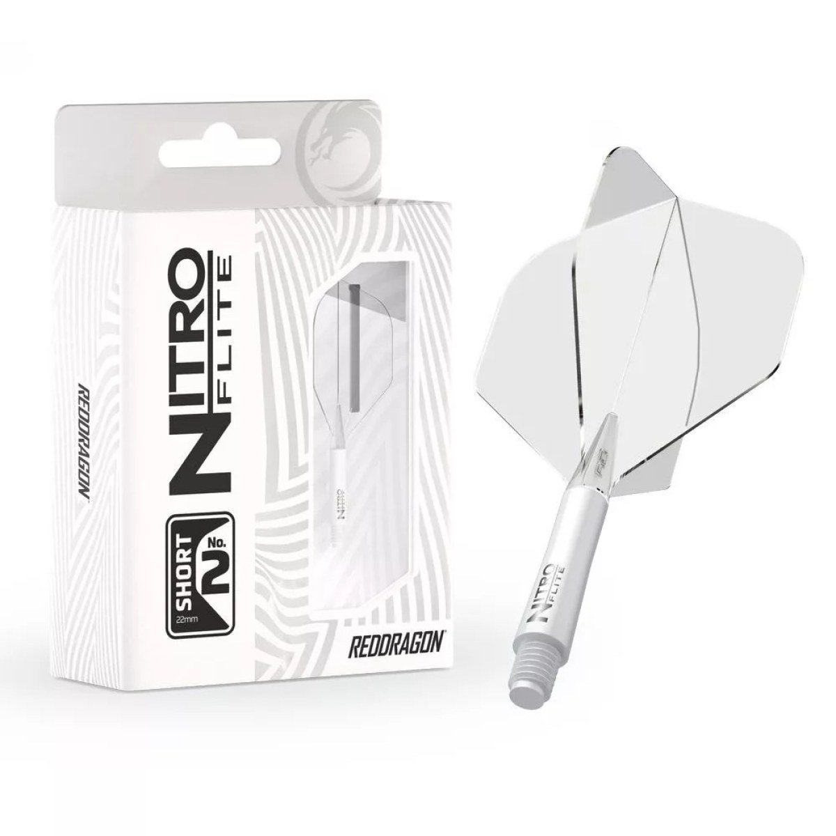 Darts toll és szár egyben Red Dragon Nitro Flite fehér-átlátszó, standard toll és rövid szár · záber 1