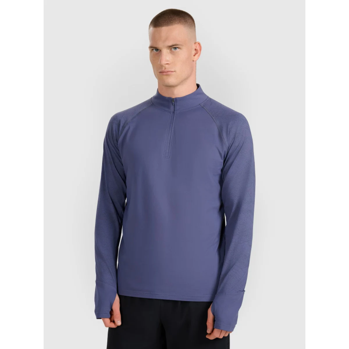 Pánská zateplená běžecká mikina s 1 2 zipem 4F SWEATSHIRT FNK M576-WAW25TFSWM576-32S-DENIM · záber 2