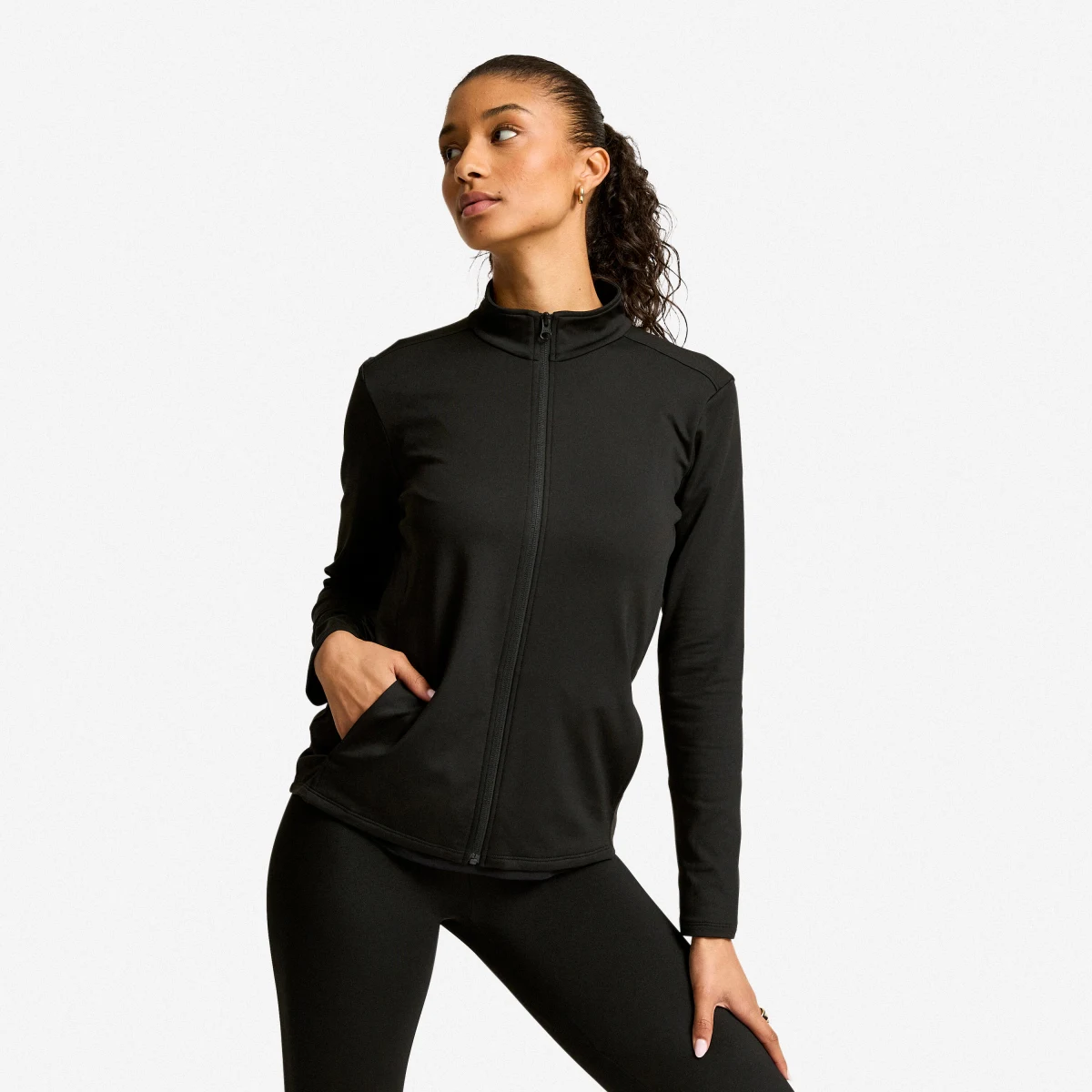 DECATHLON Dámska fleecová fitness bunda čierna L · záber 1