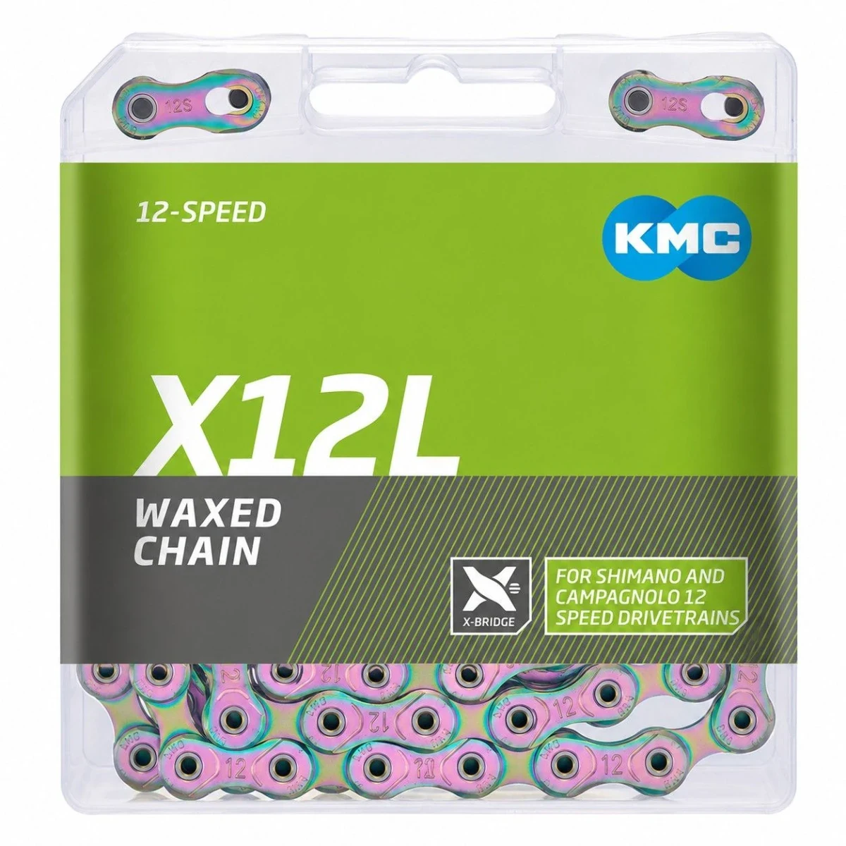 Kmc X12-L Aurora Modrý Waxed BOX řetěz · záber 1