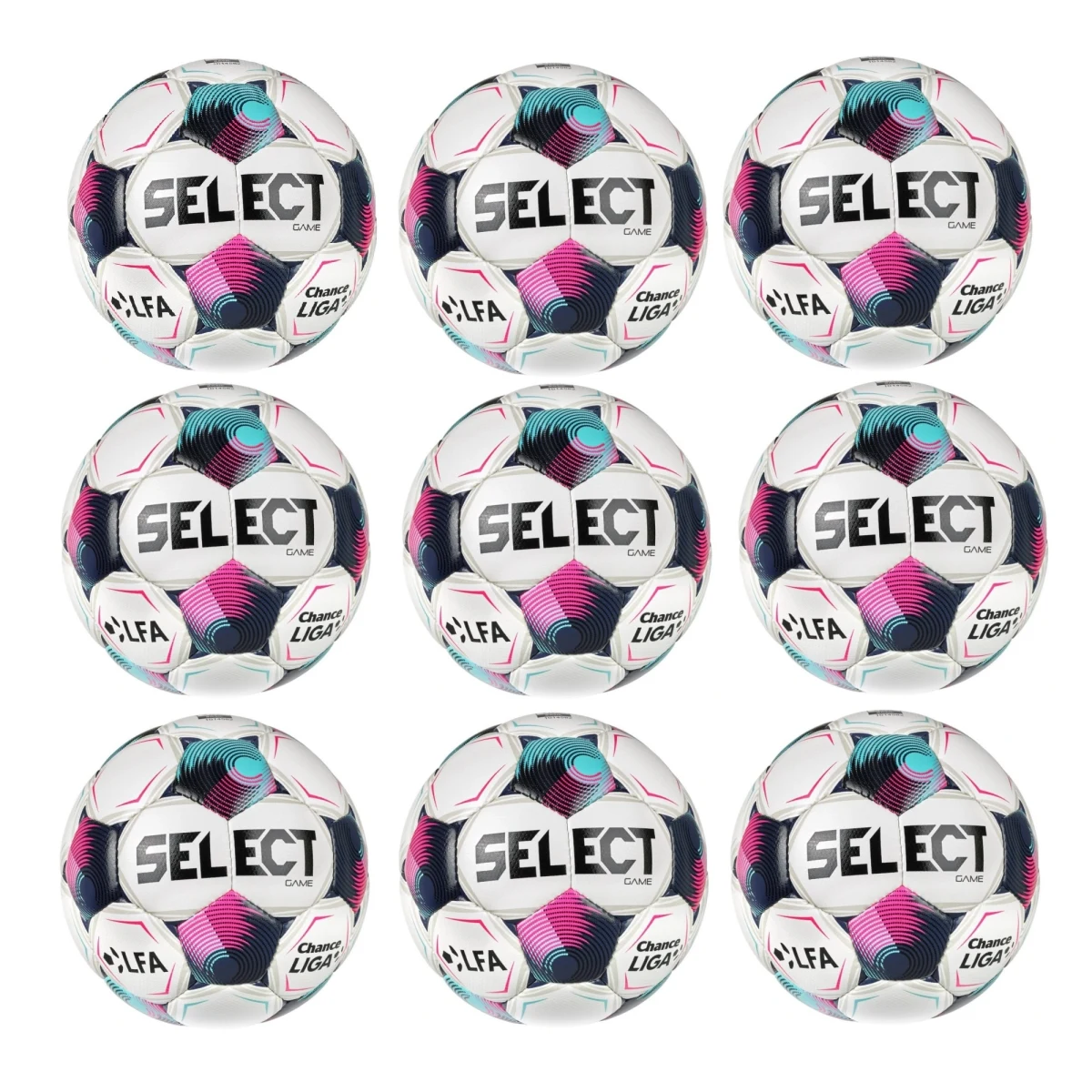 Výhodný set - 9x Futbalová lopta SELECT FB Game CZ Chance Liga 2026/27 5 bielo-ružová · záber 1