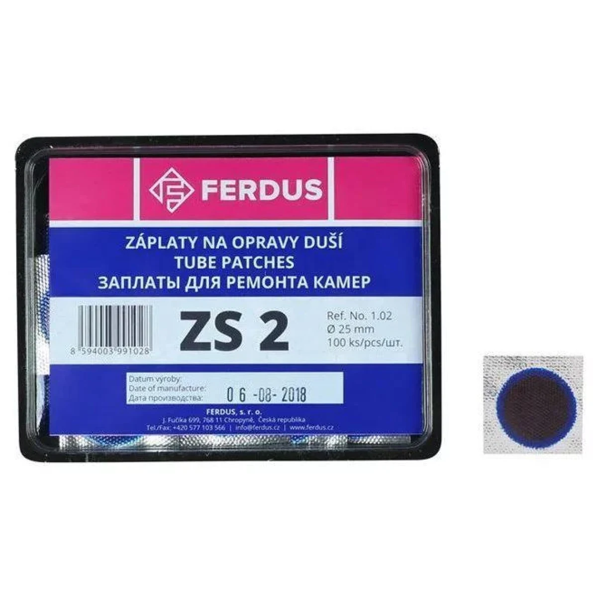 Ferdus ZS-2 Průměr 25mm BOX 100KS záplaty · záber 1