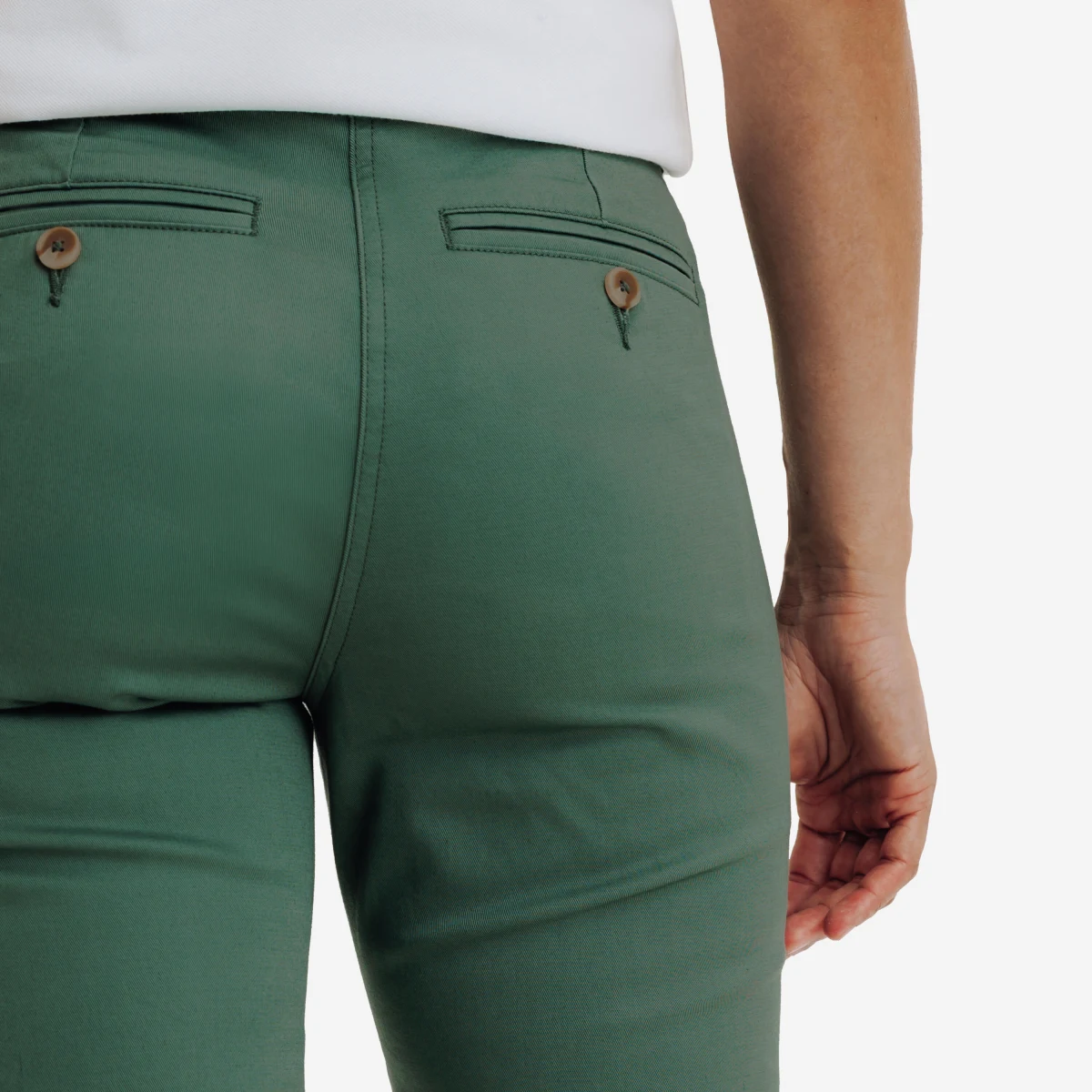 INESIS Dámske bavlnené golfové chino nohavice MW500 zelené L (L31) · záber 2