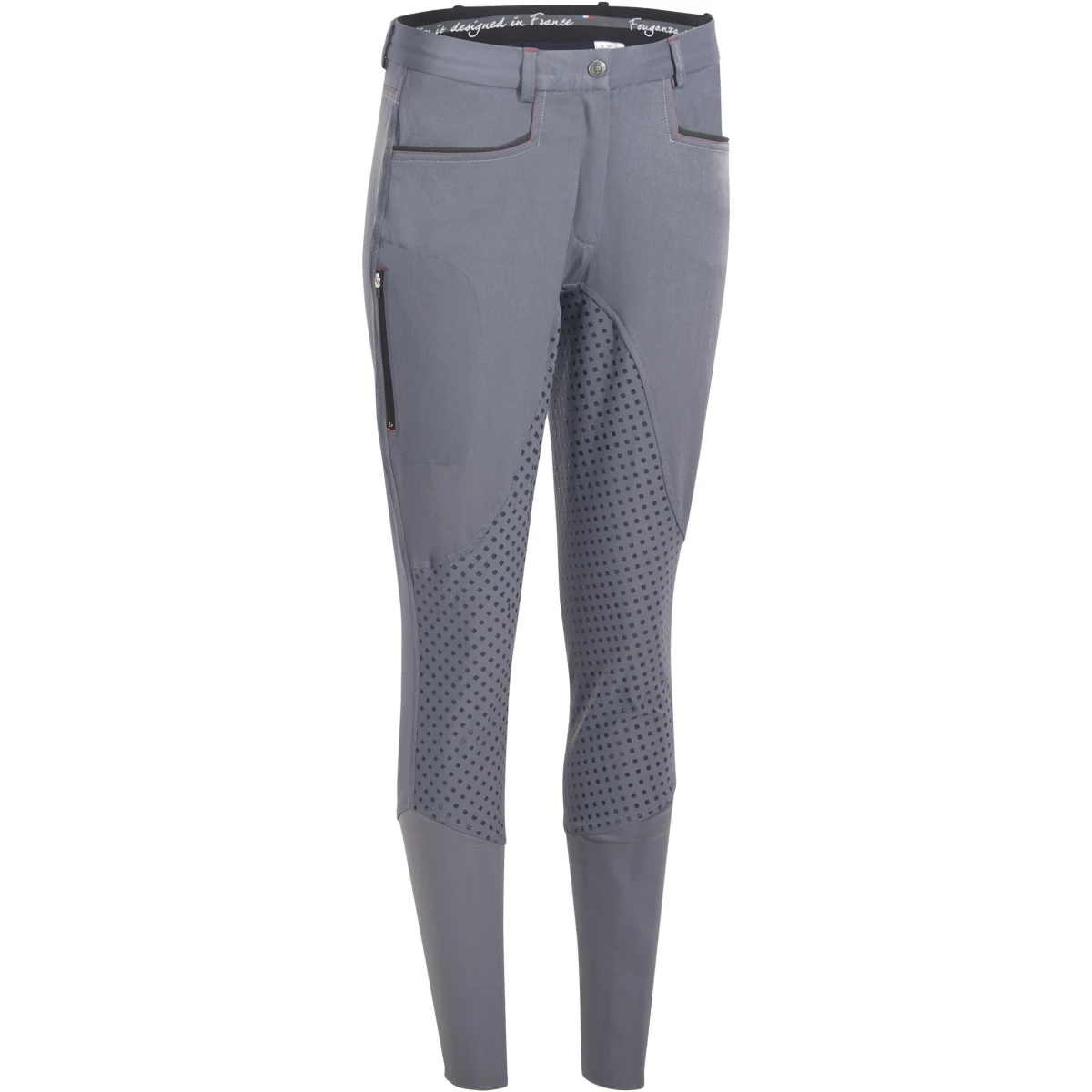 FOUGANZA Dámske jazdecké nohavice BR980 Light Full Grip so silikónom sivé M · záber 1