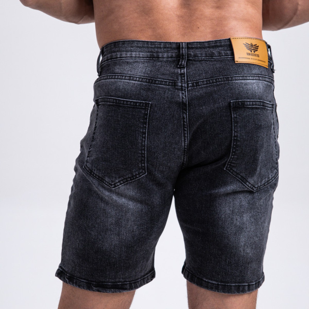 Pánske rifľové kraťasy Iron Aesthetics Denim Stretch, čierne · záber 5