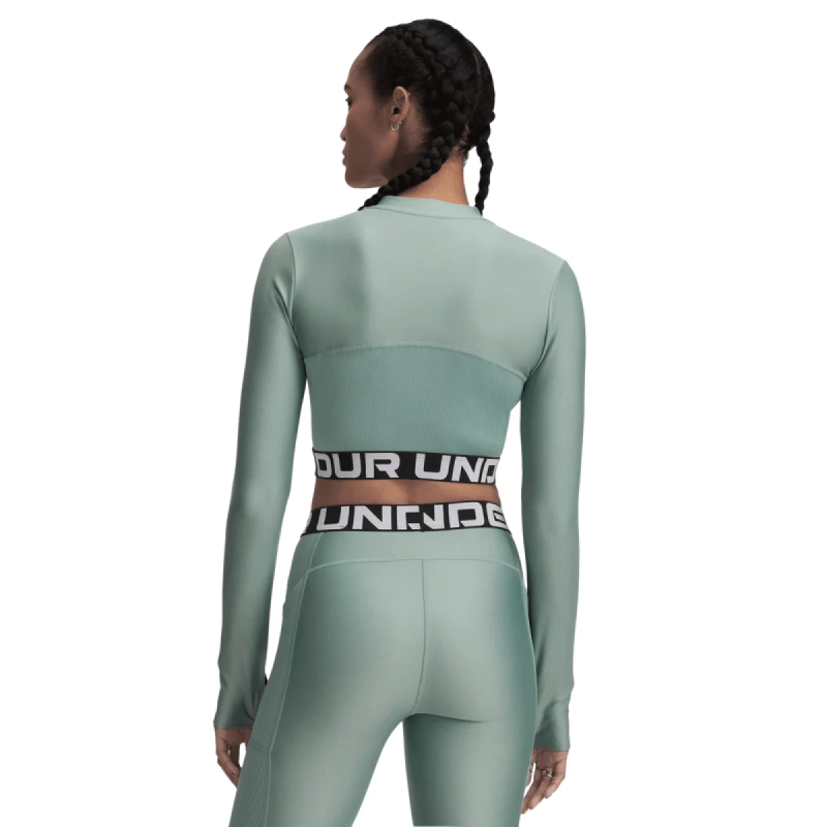 Dámské tréninkové tričko s dlouhým rukávem UNDER ARMOUR HeatGear Rib 1 4 Zip LS-GRN · záber 2