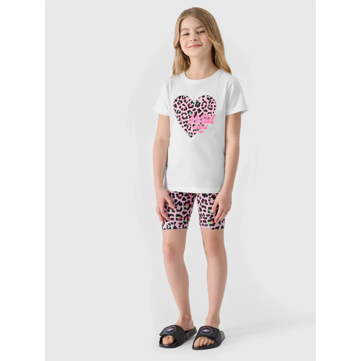 Dívčí kraťasy 4F JUNIOR TIGHTS-4FJWSS24TTIGF133-56A-LIGHT PINK ALLOVER · záber 5