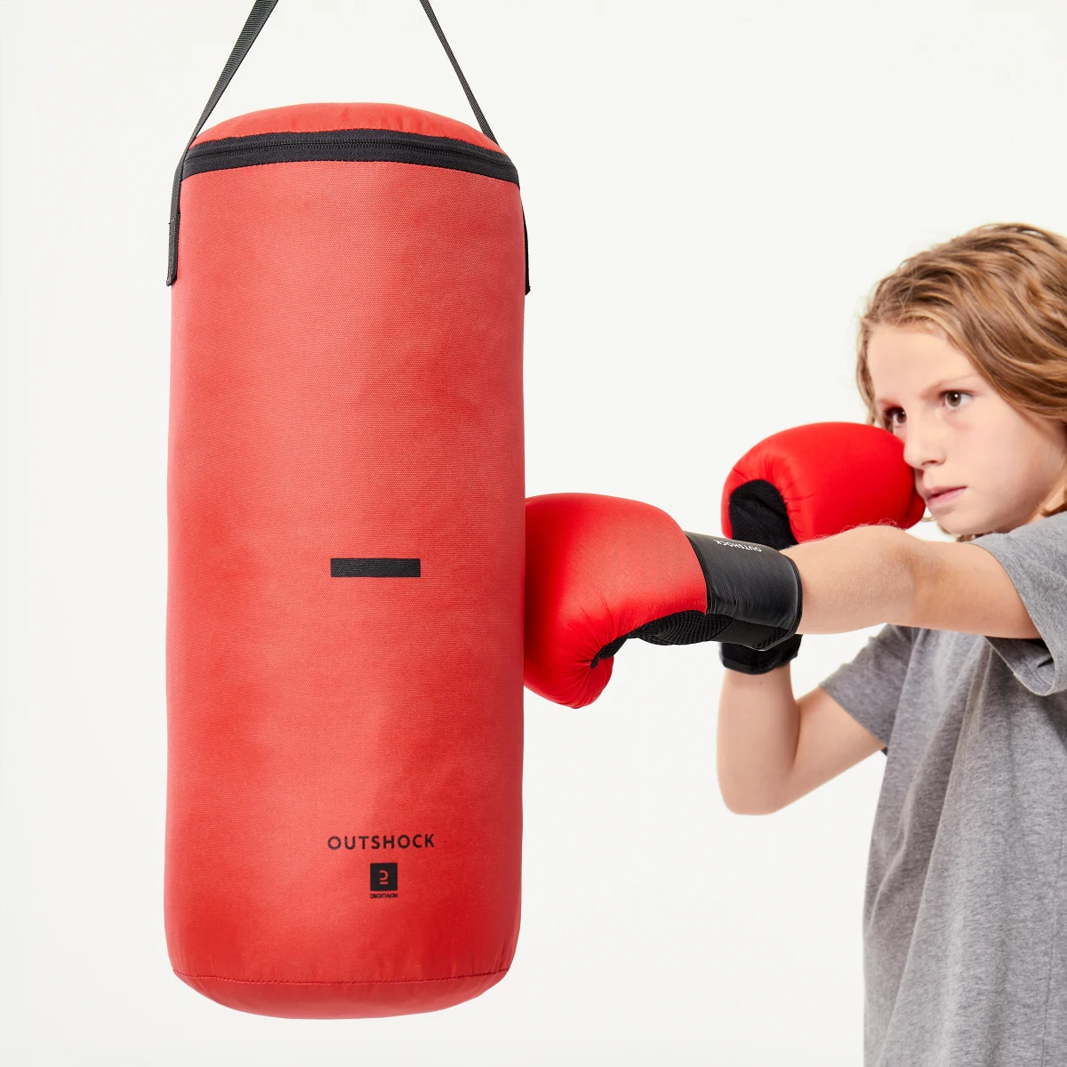 DOMYOS Súprava detského boxovacieho vreca a boxerských rukavíc červená bez · záber 2