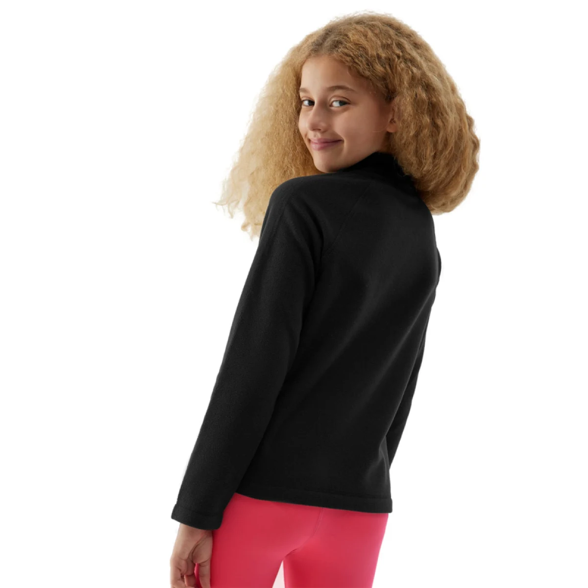 Dívčí lyžařská fleece mikina 4F JUNIOR FLEECE UNDERWEAR-JAW23UFLEF033-20S-DEEP BLACK · záber 3