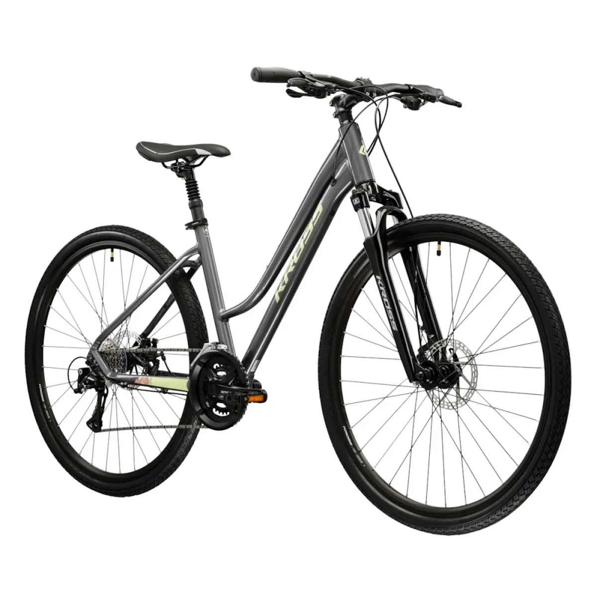 Kross EVADO 3.0 28" - model 2025 šedá / zelená / lesk - L (19", 168-180 cm) · záber 2