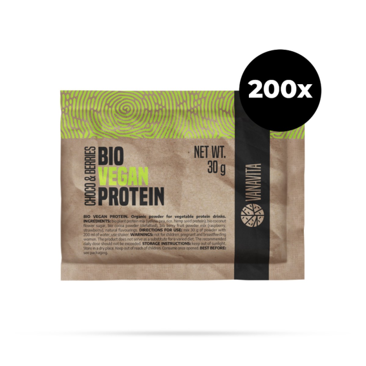 VanaVita Vzorka Bio Vegan Protein čokoláda & bobule - Príchuť: Čokoláda & bobule | Hmotnosť: 6 kg · záber 1