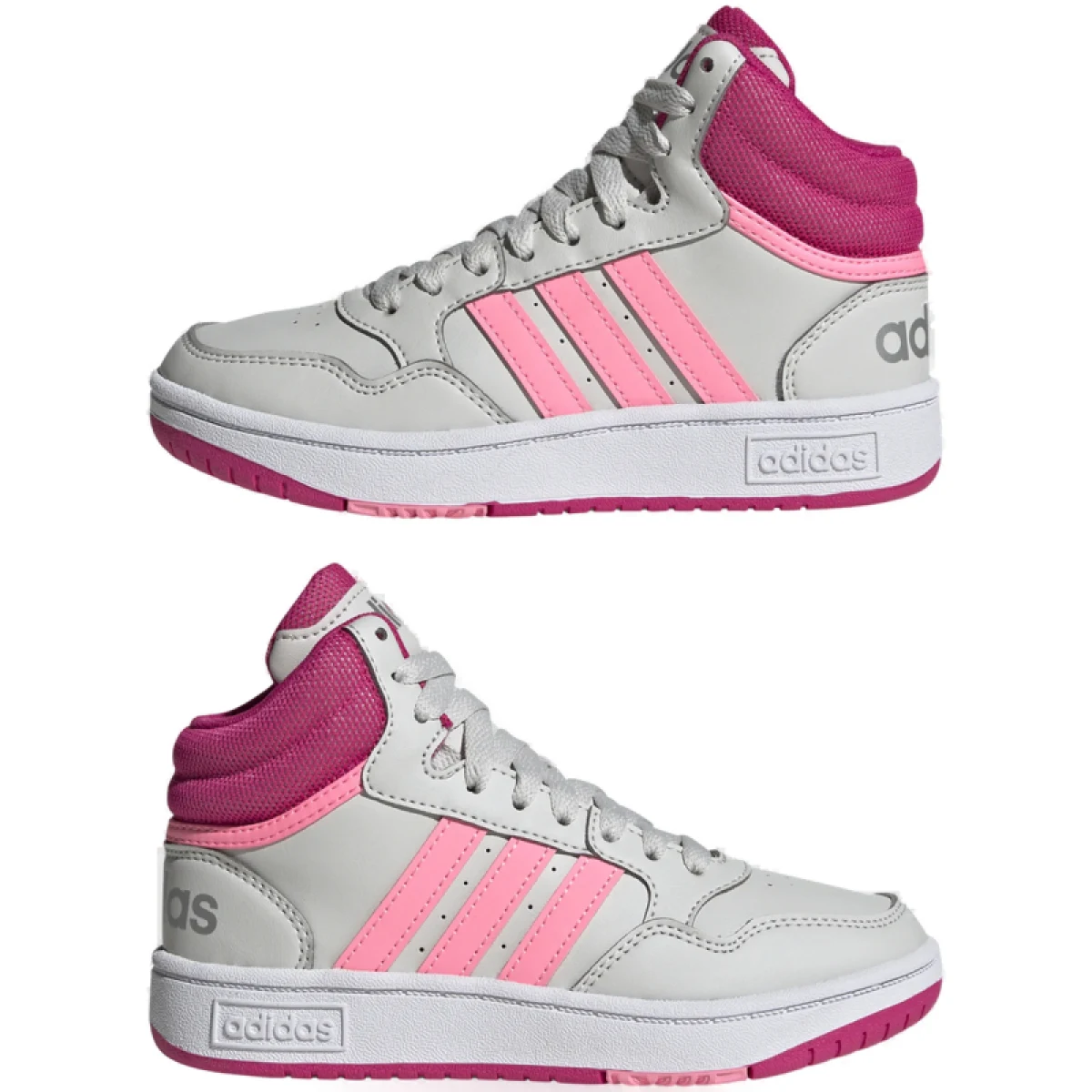 Dívčí rekreační obuv ADIDAS Hoops 3.0 Mid K grey one beam pink team real magenta · záber 4
