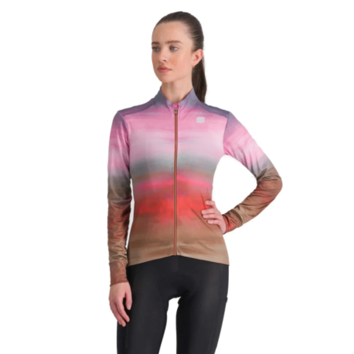 Dámský cyklistický dres s dlouhým rukávem SPORTFUL Flow supergiara w thermal jersey, cayenna red pink · záber 1