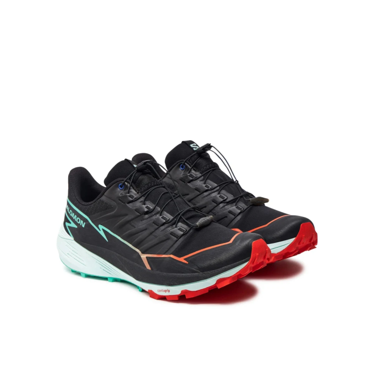 Pánská běžecká trailová obuv SALOMON Thundercross M black cherry tomato electric green · záber 4