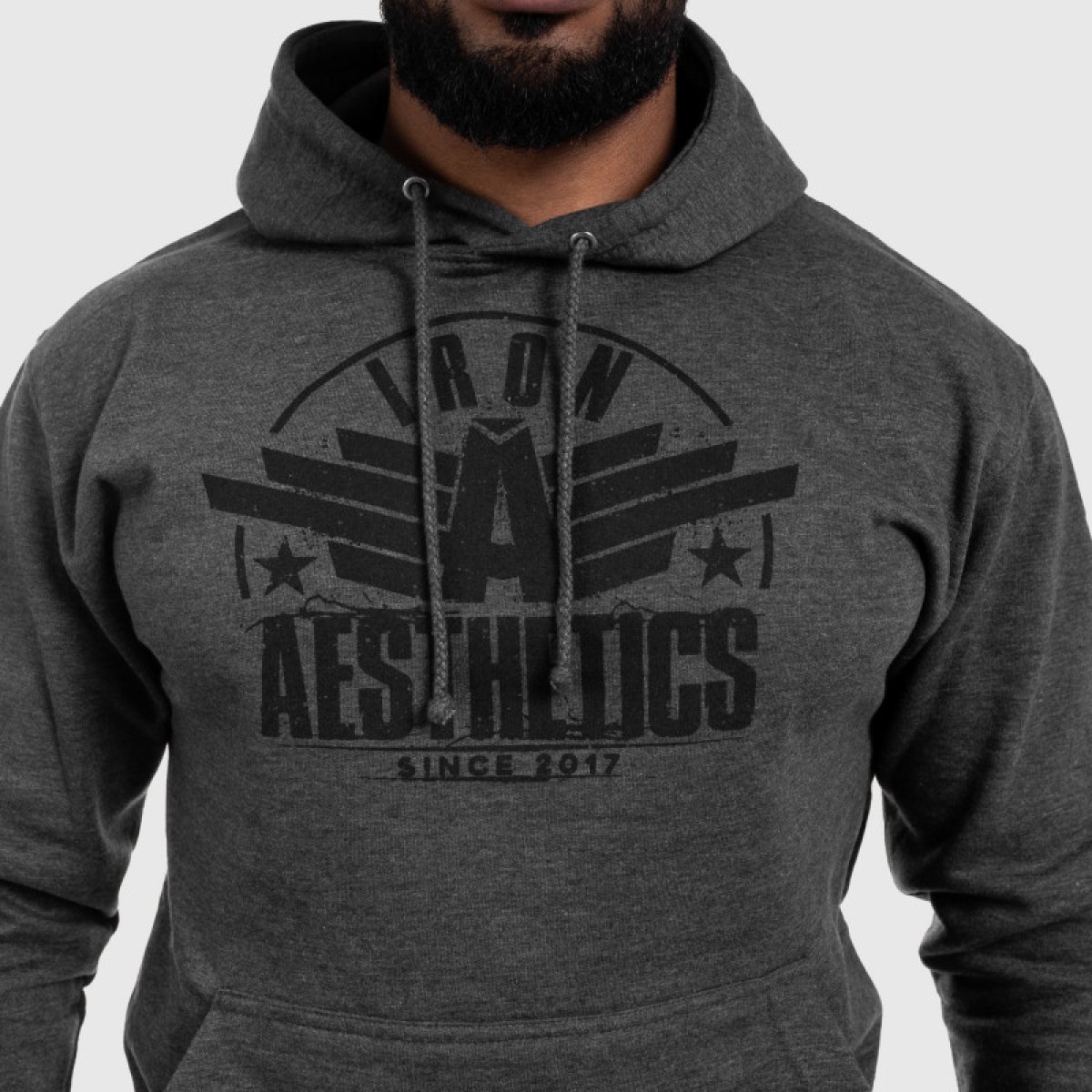 Fitness cipzár nélküli pulóver Iron Aesthetics Force, Charcoal Grey · záber 4