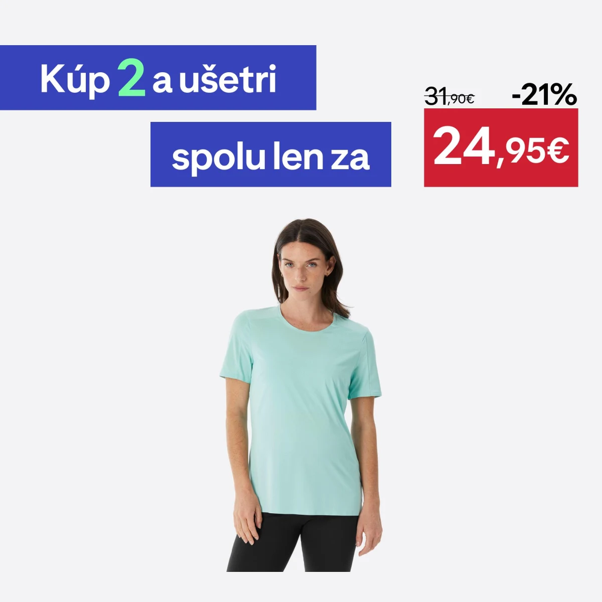 QUECHUA Dámske turistické tričko MH500 krátky rukáv svetlomodré S · záber 1