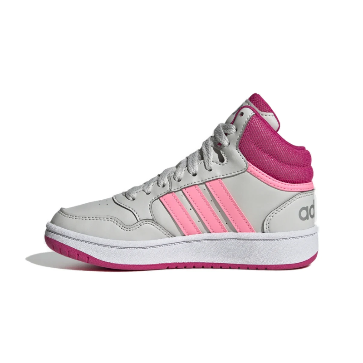 Dívčí rekreační obuv ADIDAS Hoops 3.0 Mid K grey one beam pink team real magenta · záber 3