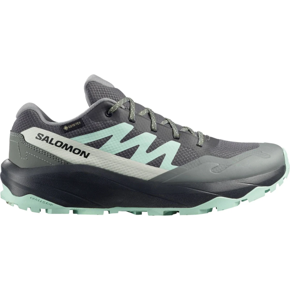 Dámska nízka turistická obuv SALOMON Outscape GTX W asphalt clearly aqua lichen · záber 2