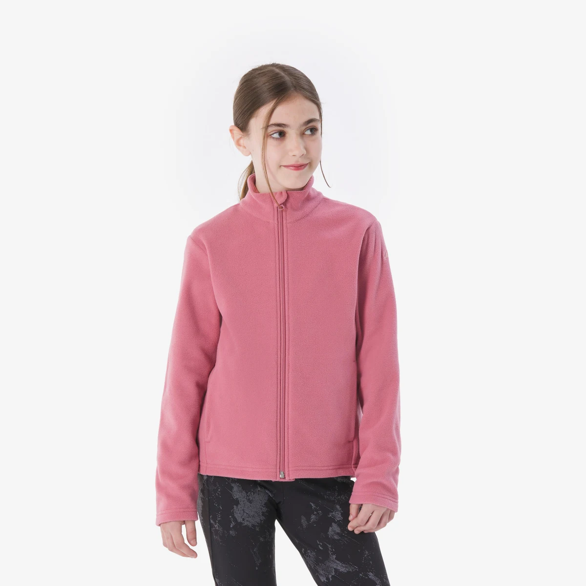 QUECHUA Detská fleecová mikina MH100 7-15 r. ružová 14-15 r (161-172 cm) · záber 1