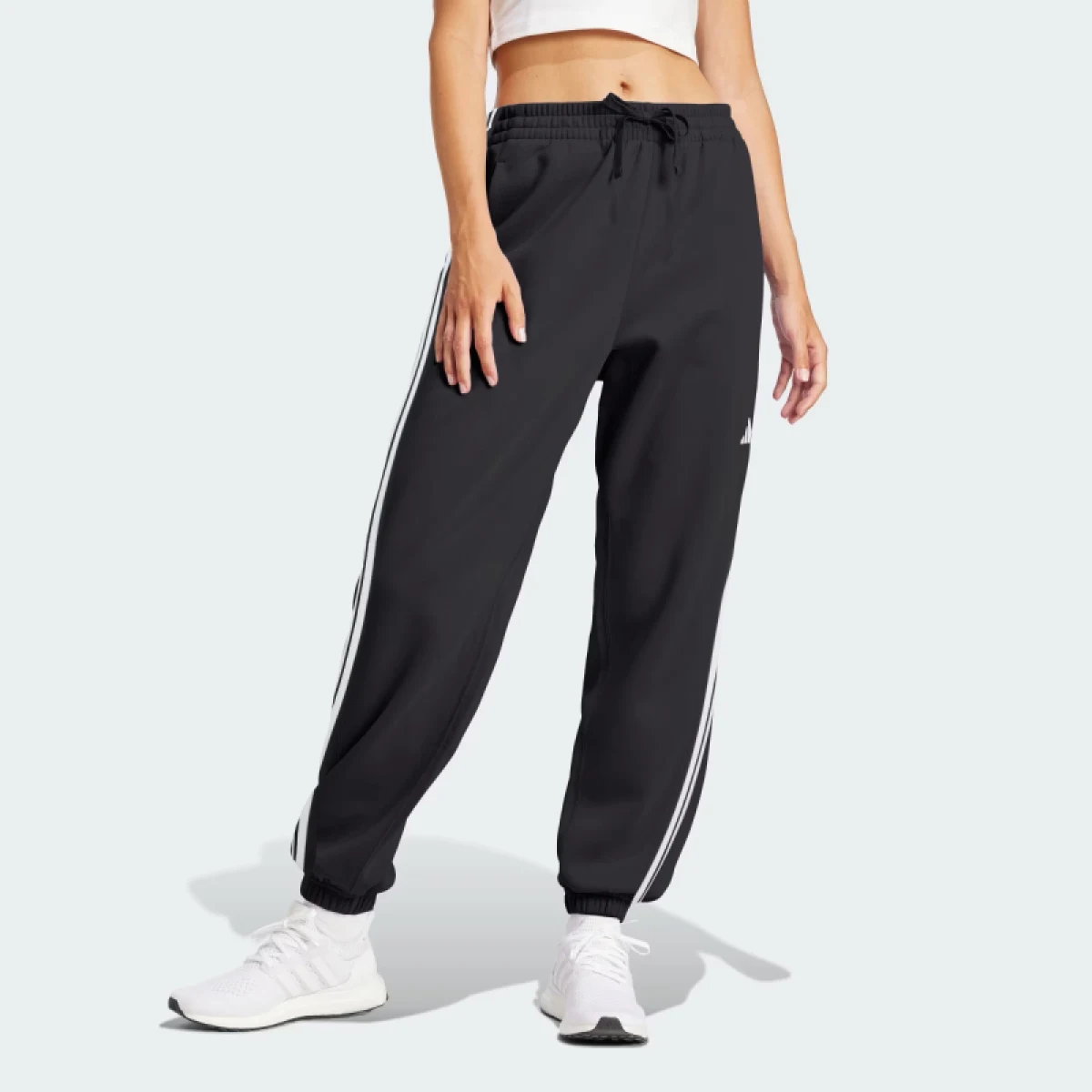 Dámske tepláky ADIDAS W 3S FT CF PT BLACK WHITE · záber 2