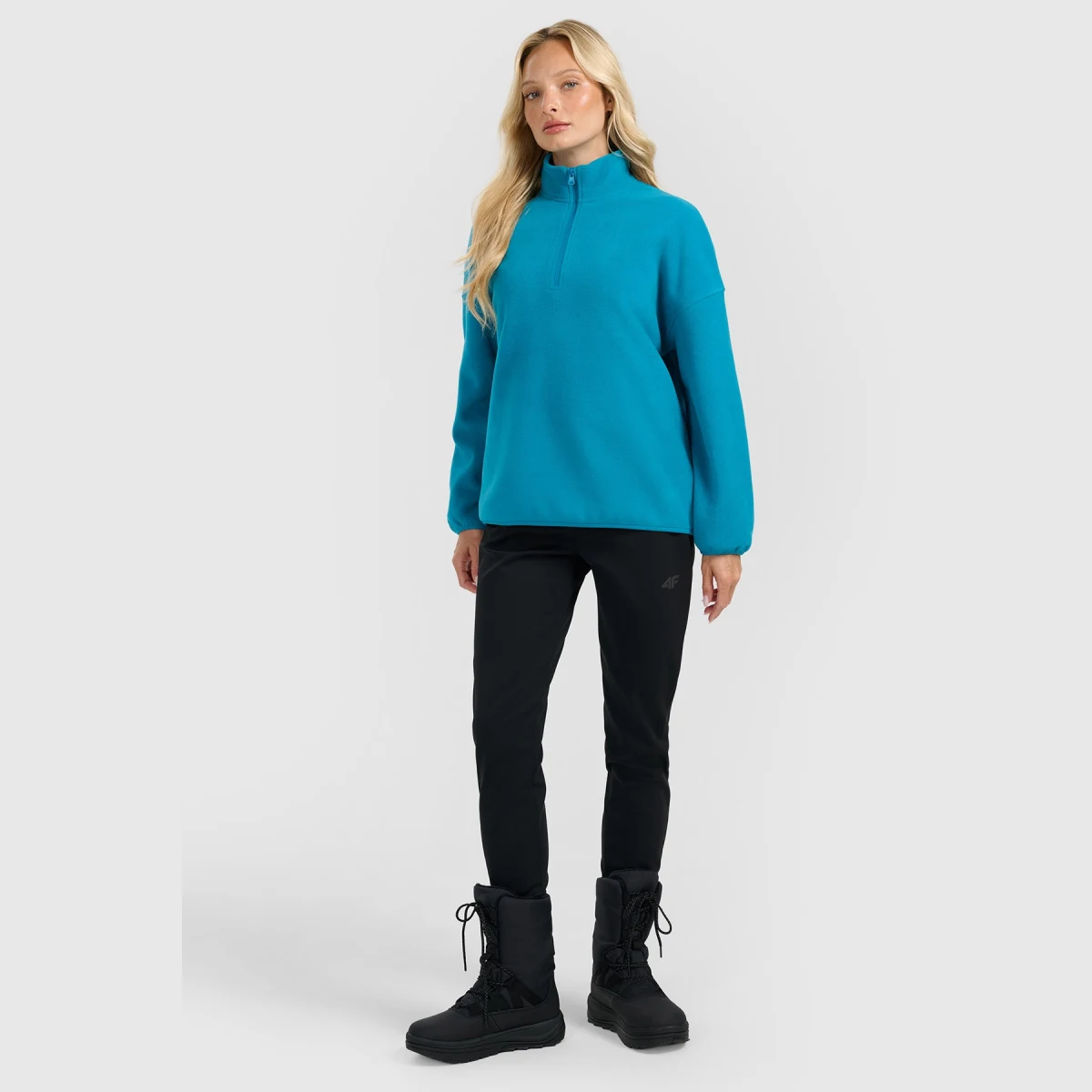Dámský fleece se stojáčkem oversize - tyrkysový · záber 2