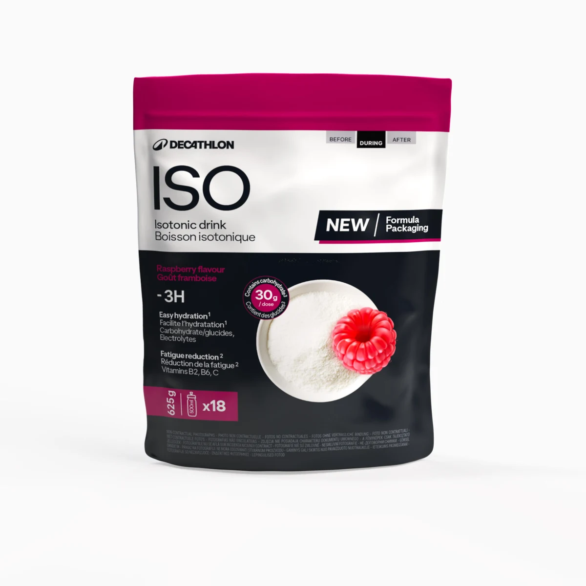 DECATHLON Izotonický nápoj v prášku malina 625 g bez · záber 1