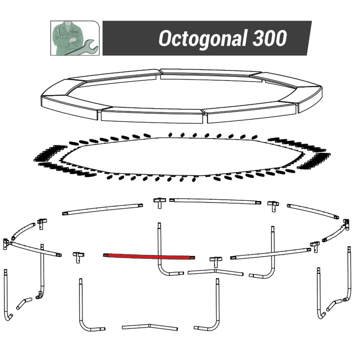 DOMYOS Rám na trampolínu Hexagonal 240/Octogonal 300 bez · záber 2