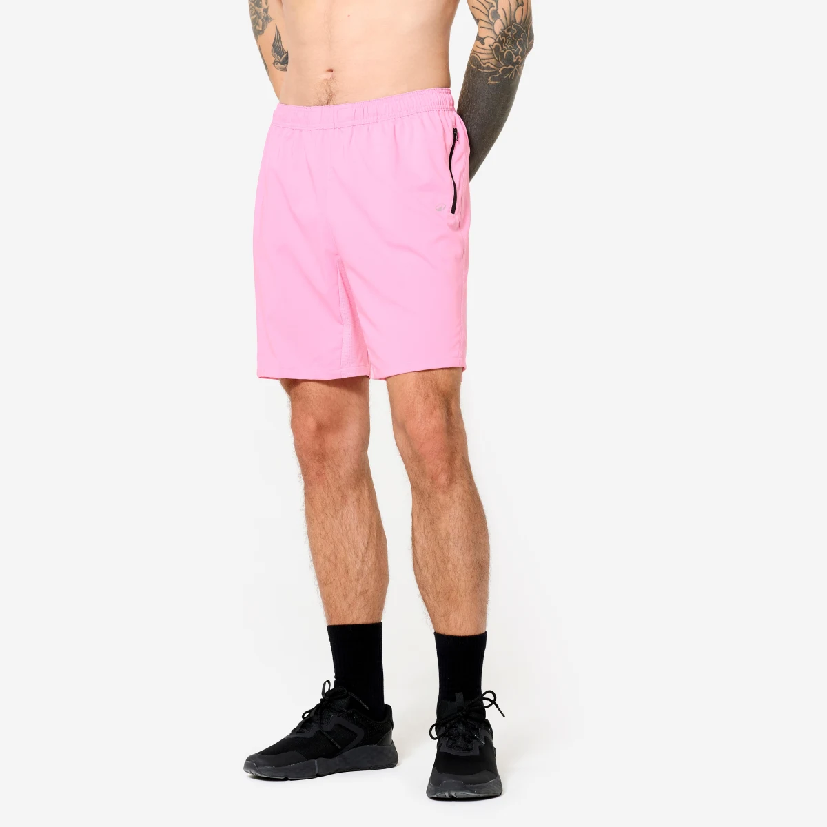 DOMYOS Pánske fitness šortky s vreckami na zips ružové 3XL · záber 1