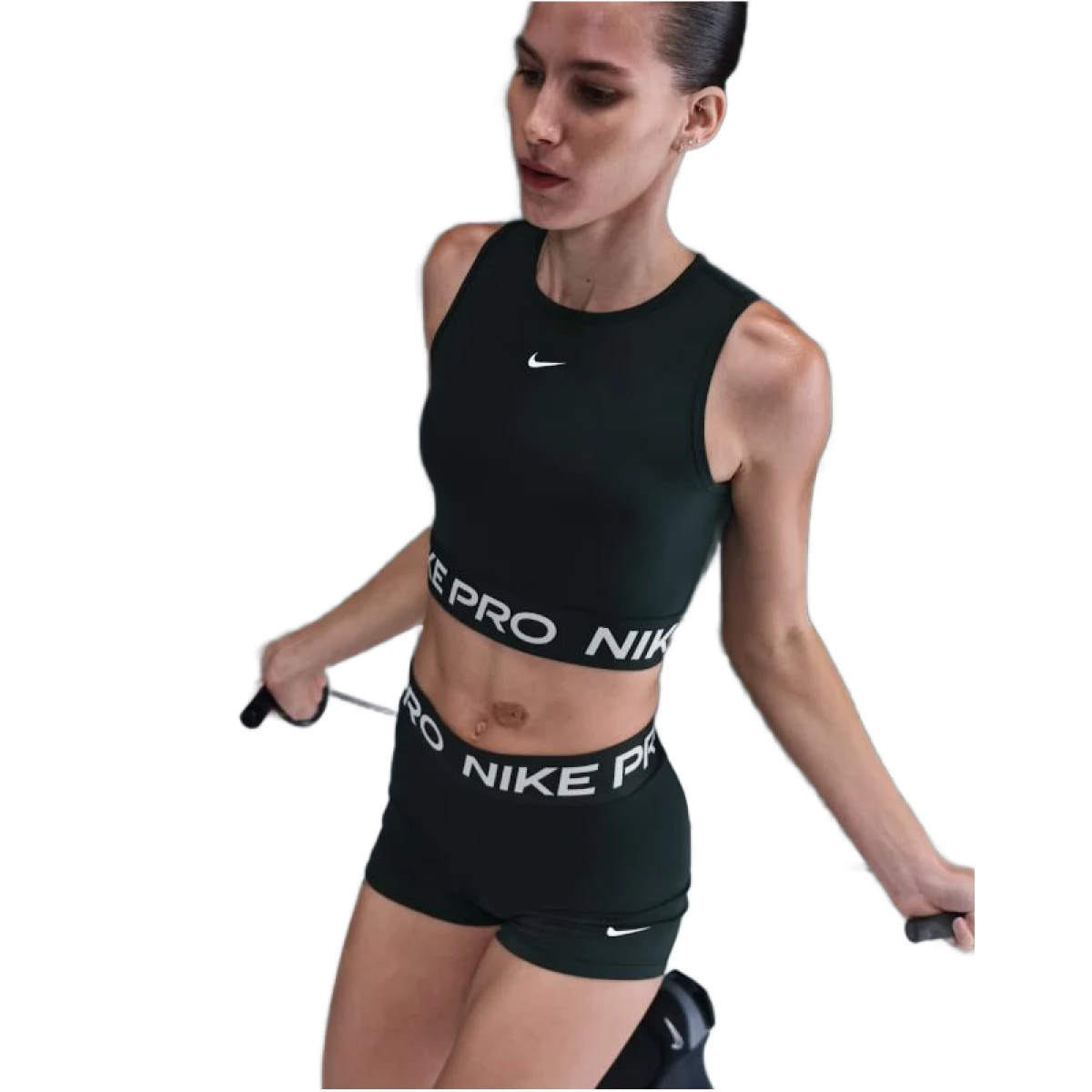 Dámske tréningové tričko bez rukávov NIKE PRO DF CROP TANK SEAWEED WHITE · záber 3
