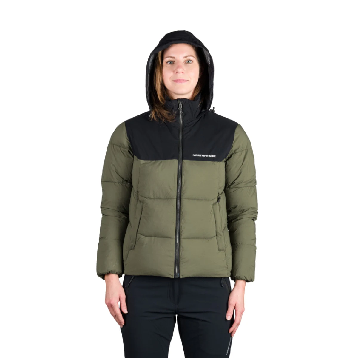 Dámská turistická bunda NORTHFINDER MINDI-550blackdarkgreen · záber 4