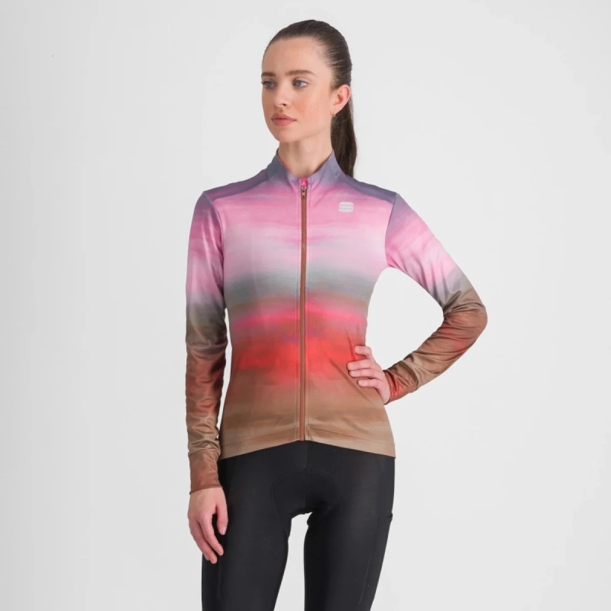 Dámský cyklistický dres s dlouhým rukávem SPORTFUL Flow supergiara w thermal jersey, cayenna red pink · záber 2