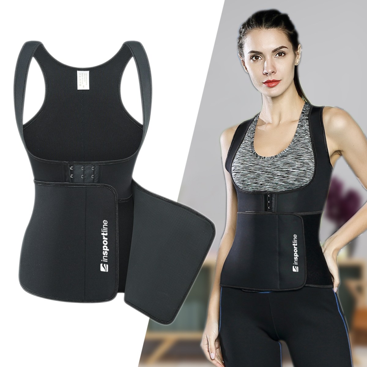 Fitness korzet inSPORTline Corbeam - Veľkosť: M | Farba: Čierna · záber 1