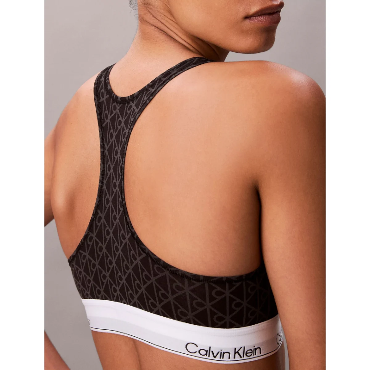 Dámska podprsenka CALVIN KLEIN Unlined Bralette Icon Cotton Modal seamless emblem black ashford gray · záber 4