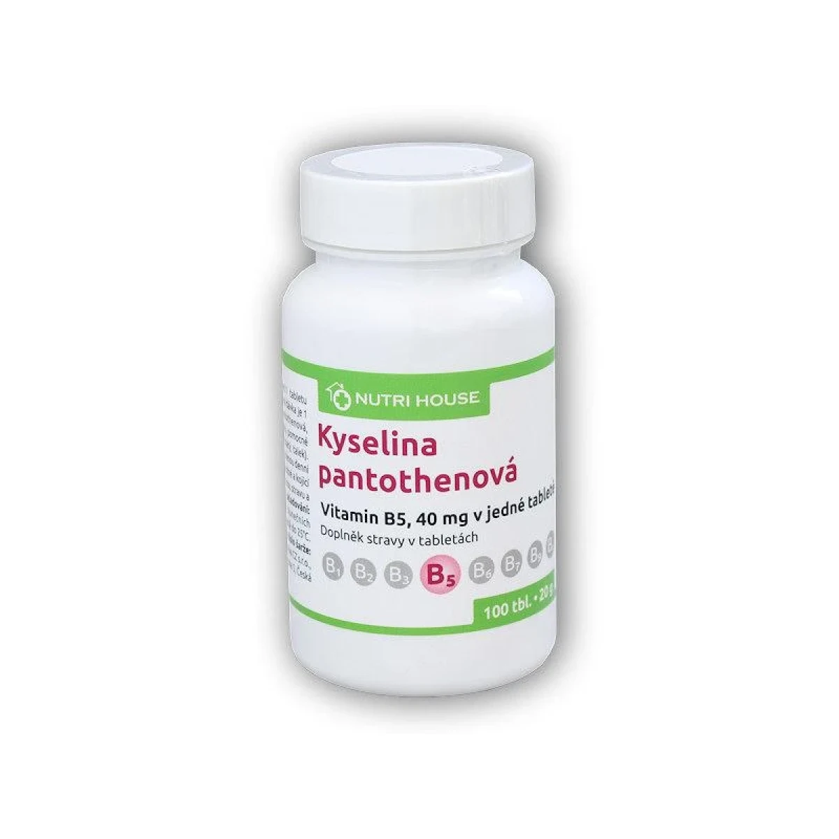 Nutri House Kyselina pantothenová B5 40mg 100 tablet · záber 1