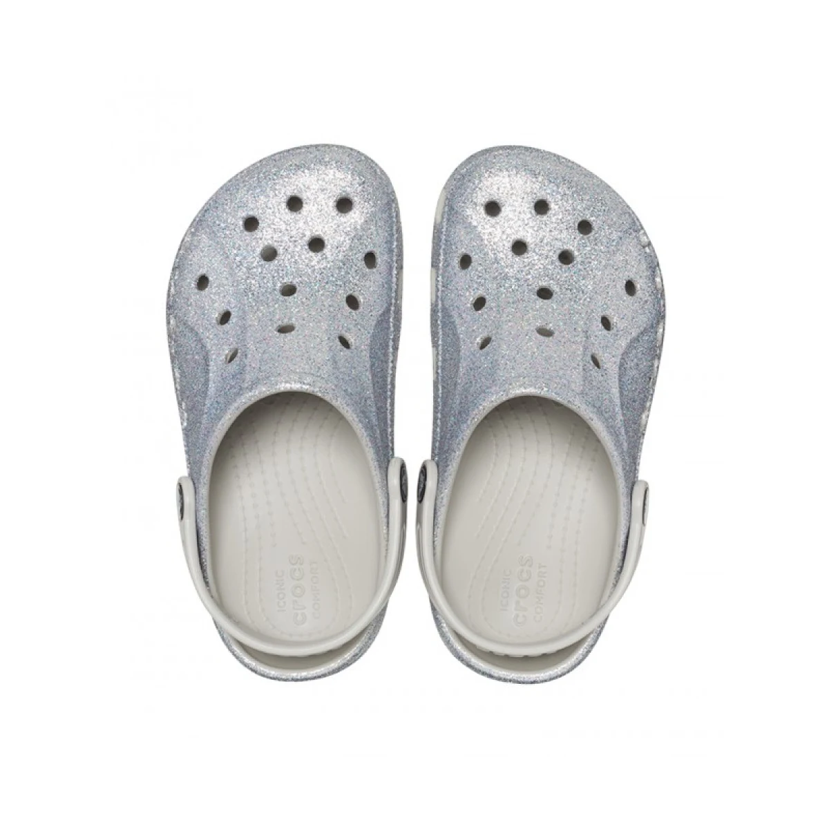 Dívčí kroksy (rekreační obuv) CROCS Baya Glitter Clog T silver · záber 4
