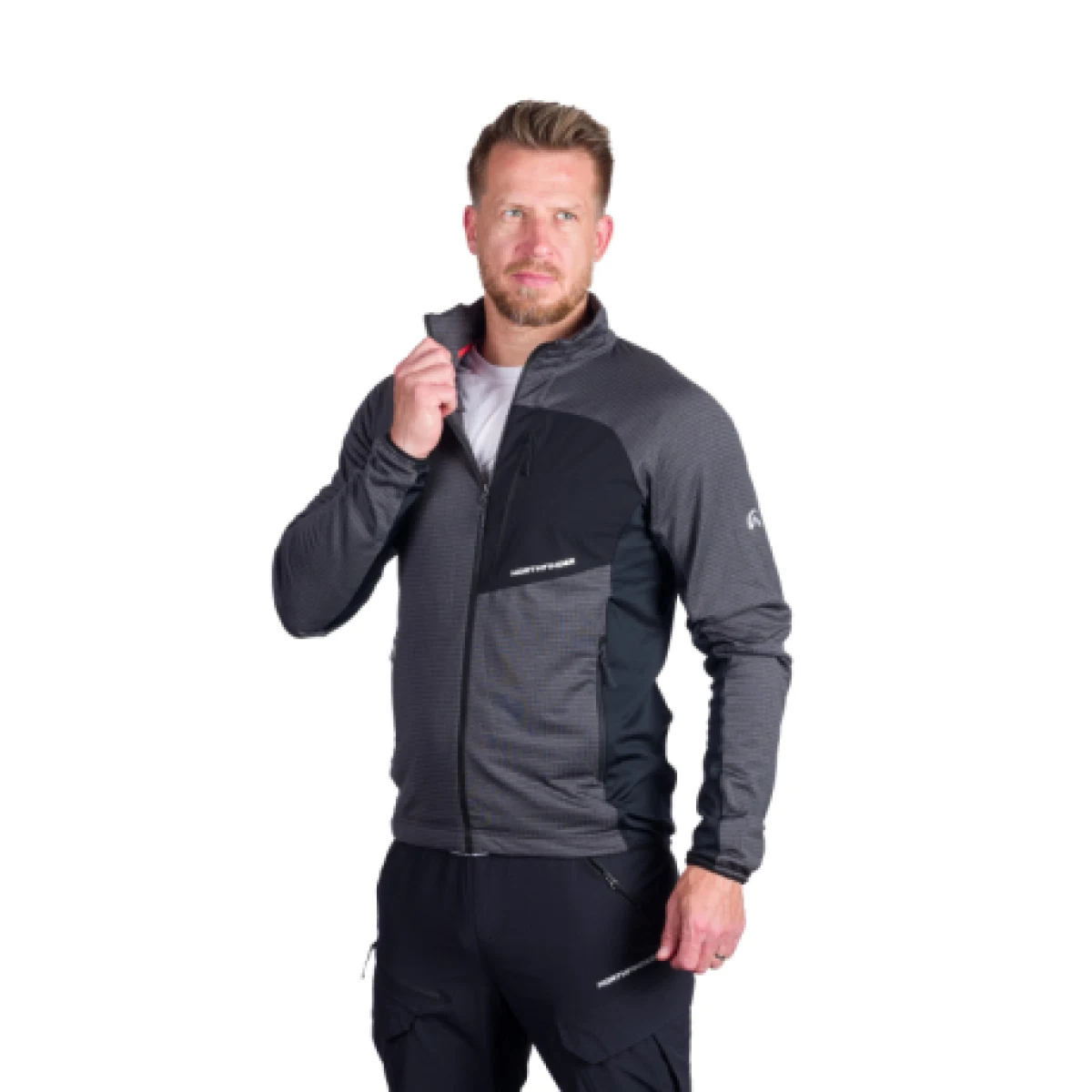 Pánská turistická mikina se zipem NORTHFINDER PRIMO-270blackblack · záber 1