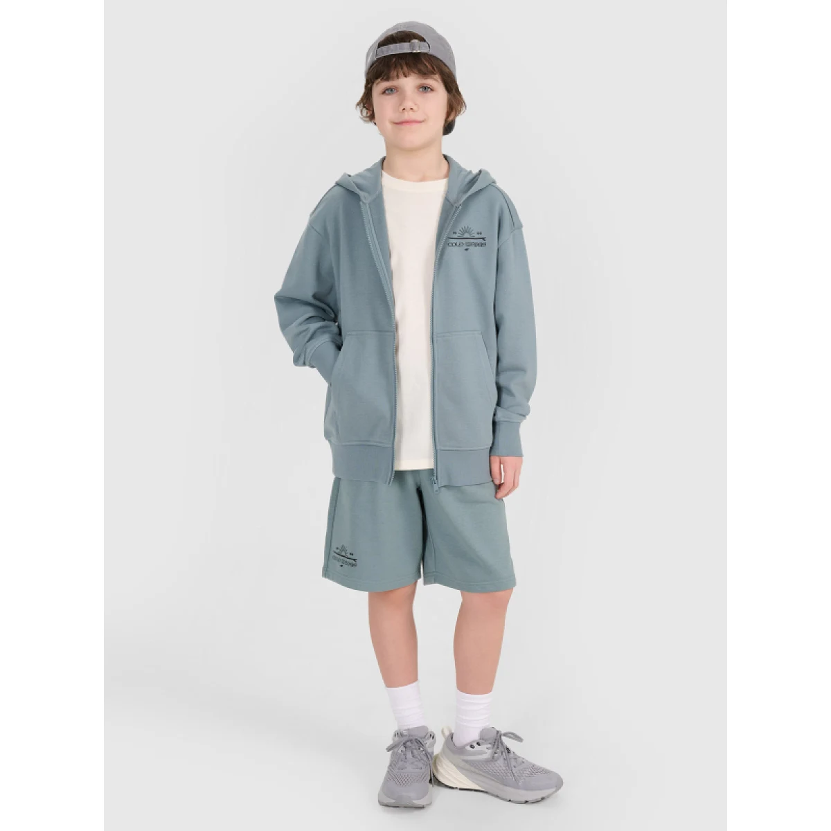 Chlapecká mikina se zipem 4F JUNIOR SWEATSHIRT-JWSS25TSWSM1522-46S-TURQUISE · záber 4
