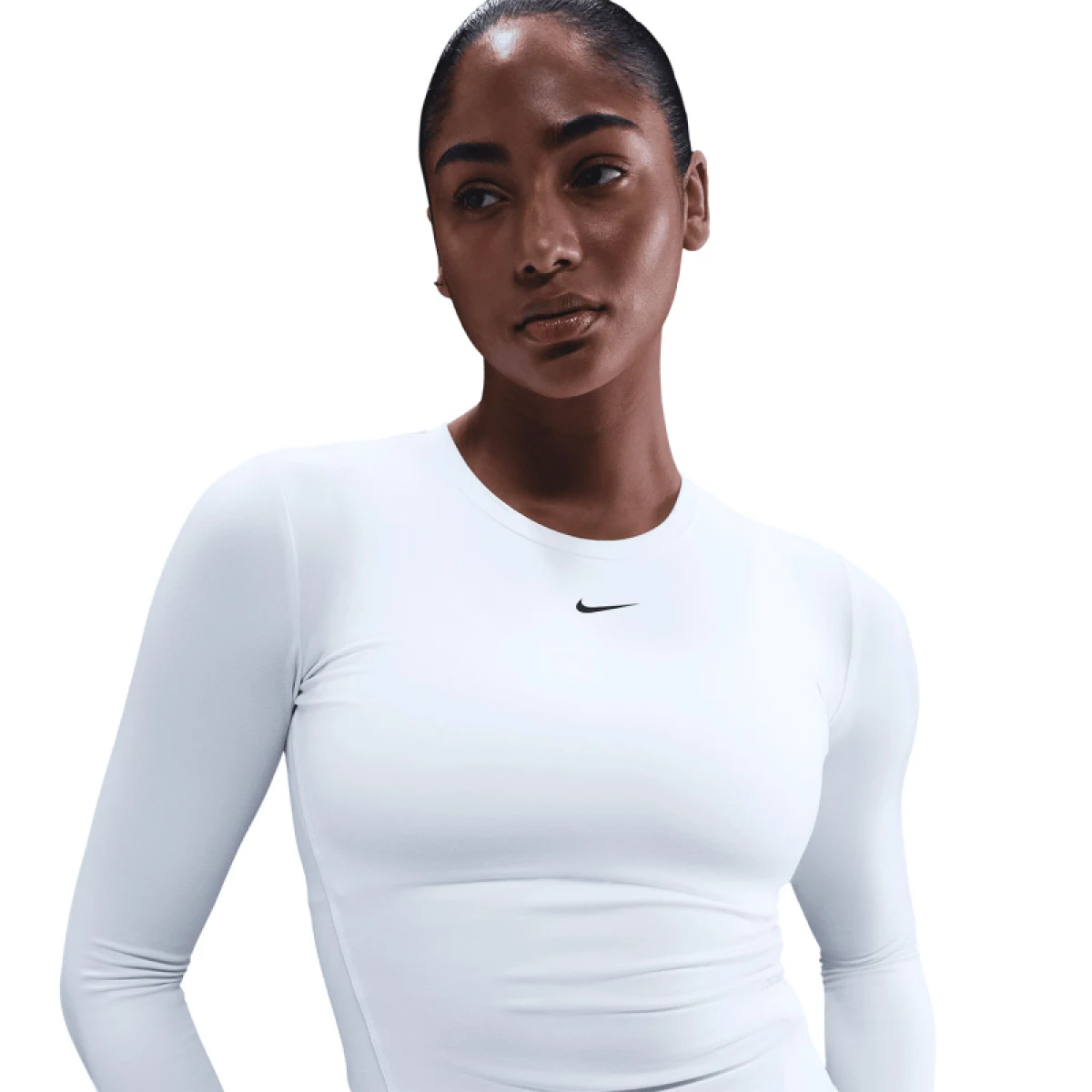 Dámske tréningové tričko s dlhým rukávom NIKE W NK ONE DF FTTD LS TOP WHITE BLACK · záber 2