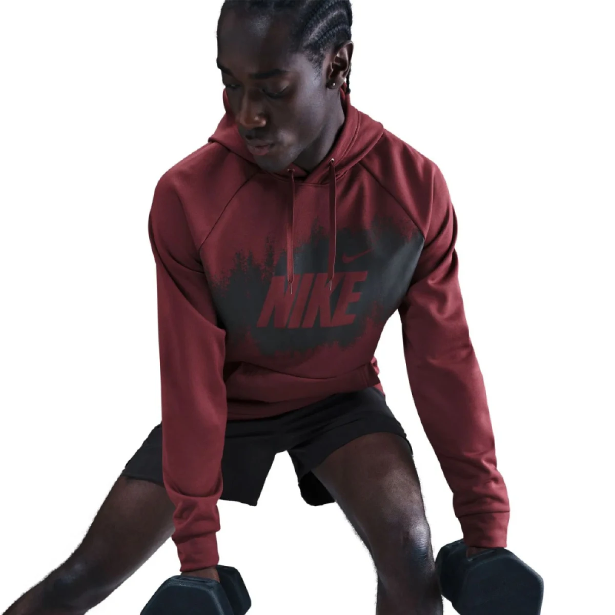 Pánska zateplená tréningová mikina s kapucňou NIKE M NK TF FLEECE PO HD GFX DARK TEAM RED · záber 5