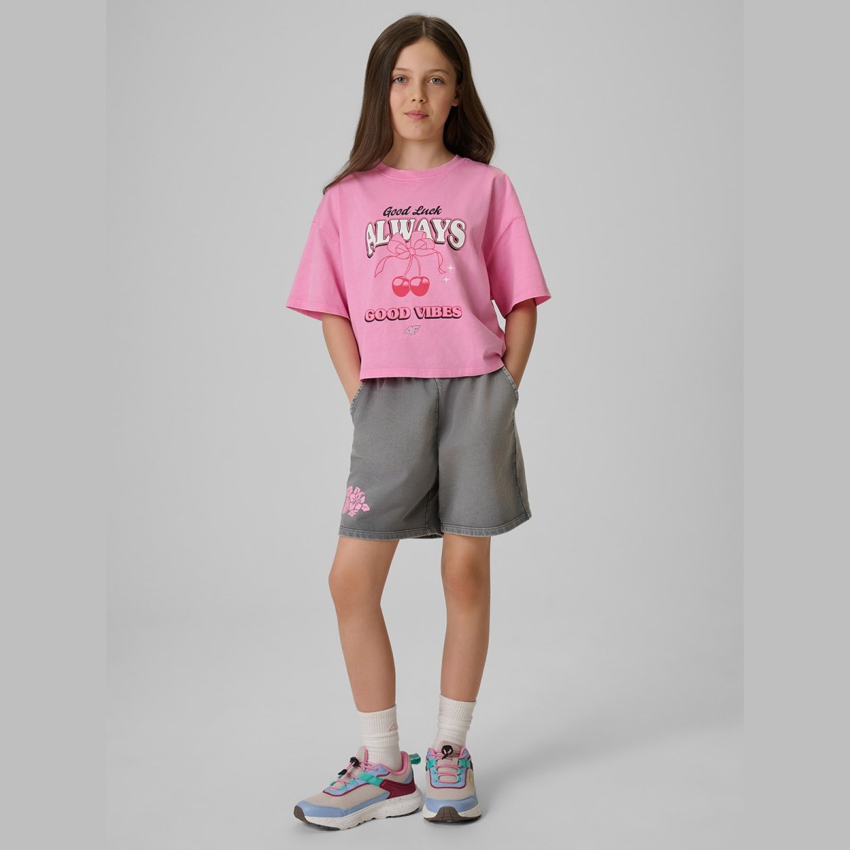 T-shirt boxy s potlačou dievčenský - ružový · záber 2