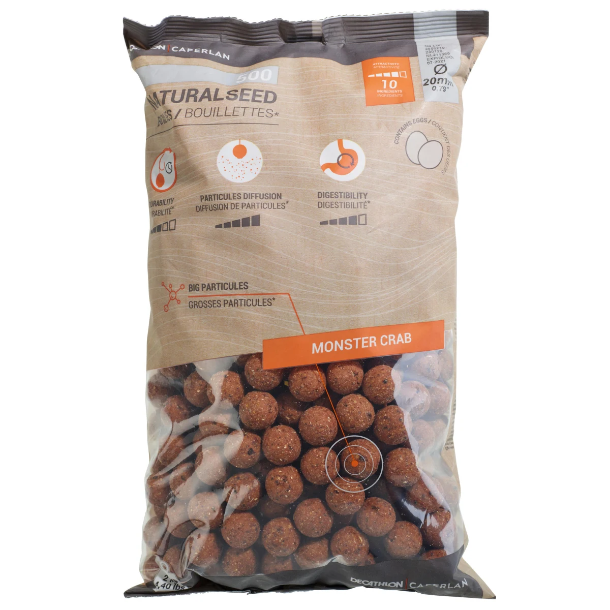 CAPERLAN Boilies na lov kapra NaturalSeed 20 mm 2 kg Monster Crab bez · záber 2