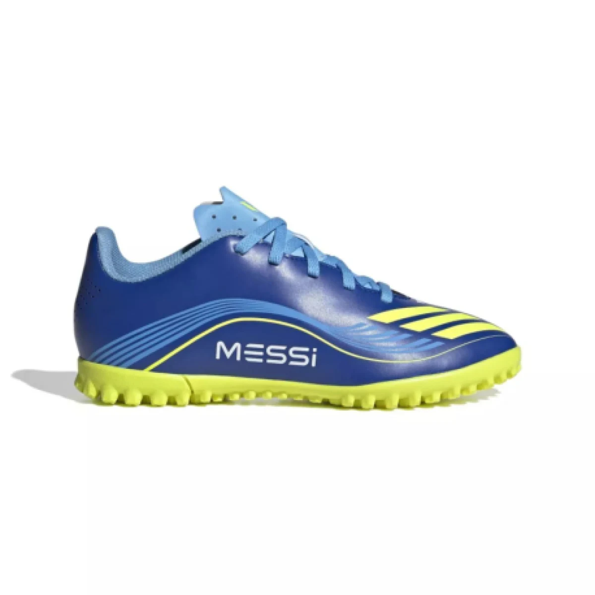 Chlapčenské futbalové kopačky turfy ADIDAS F50 Messi Club Jr TF team royal blue solar yellow semi blue burst · záber 1