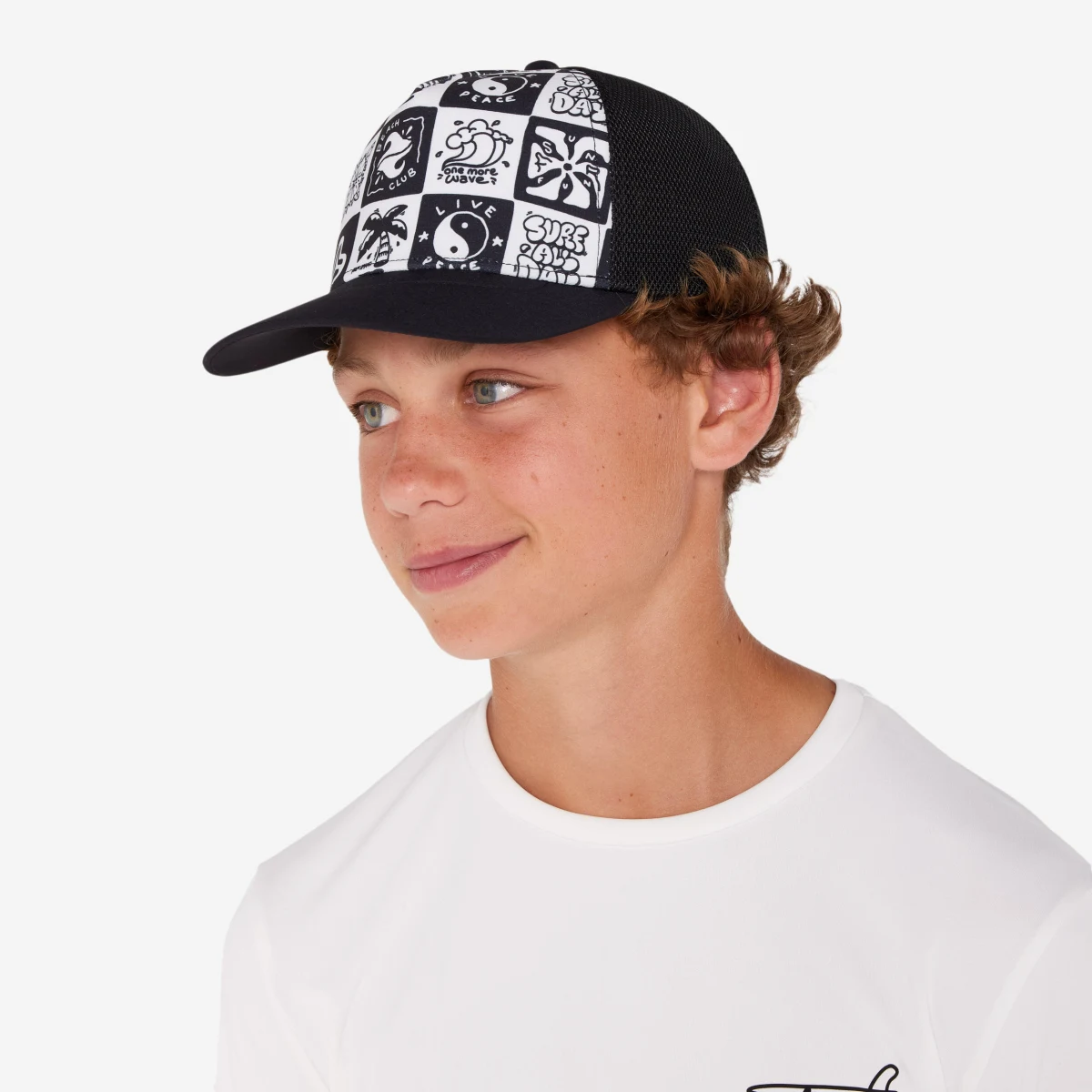 DECATHLON Detská šiltovka Trucker surf Surfallday čierna S (53-56 cm) · záber 2